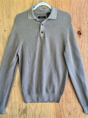 Kenneth Cole New York Knit Polo Sweater Men’s Medium Gray Long Sleeve NWT